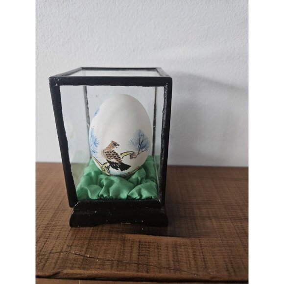 Vintage Hand-Painted Eggshell Featuring An Eagle Encased In A Glass Display - Picture 3 of 7